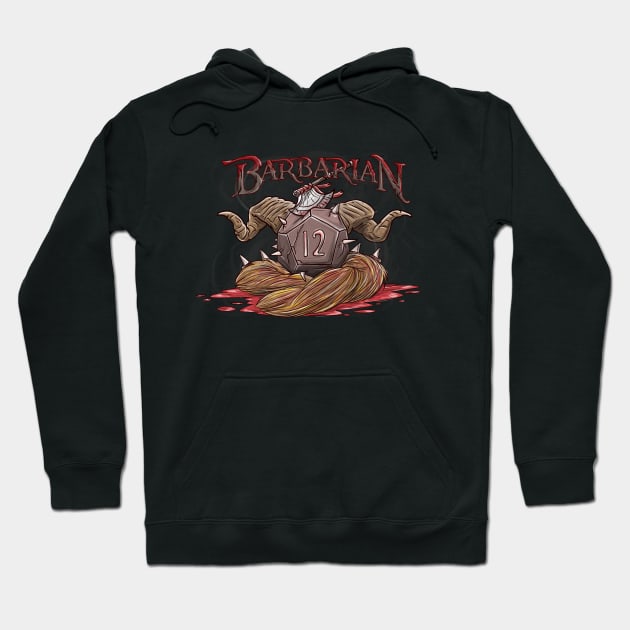 Barbarian D12 Funny Dungeons And Dragons DND D20 Lover Hoodie by Bingeprints